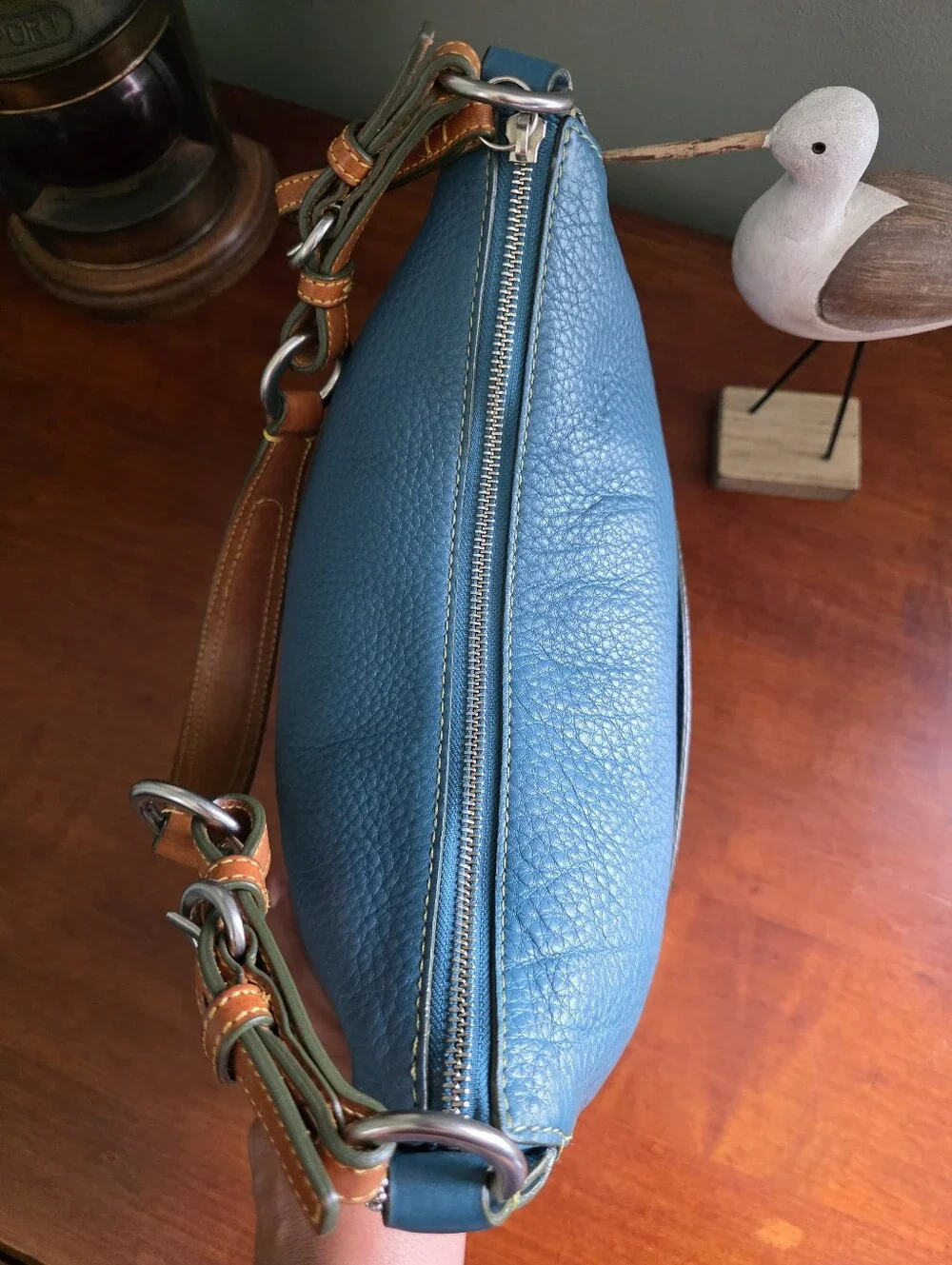 Coach 8E98 Chelsea Hobo Deep Teal Blue Pebbled Leather Shoulder Bag Y2K Vintage